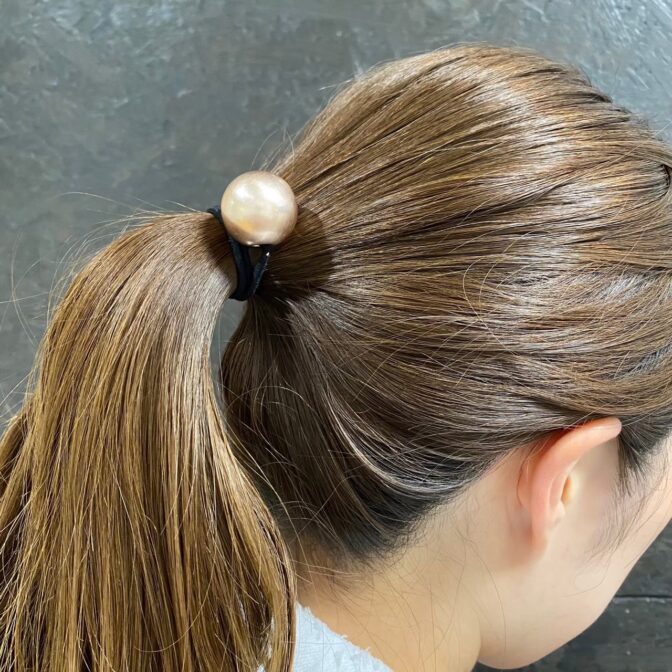 ヘアゴム　ボールヘアゴム　ピンクゴールド