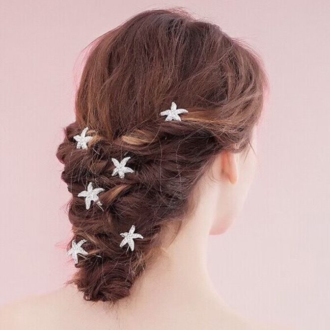 ヘアクリップ　ヘアピン　ヒトデピン　ストーン　ヘアアレンジ　結婚式ヘアアレンジ