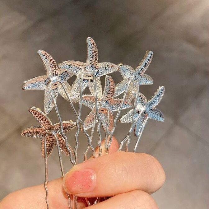 ヘアクリップ　ヘアピン　ヒトデピン　ストーン