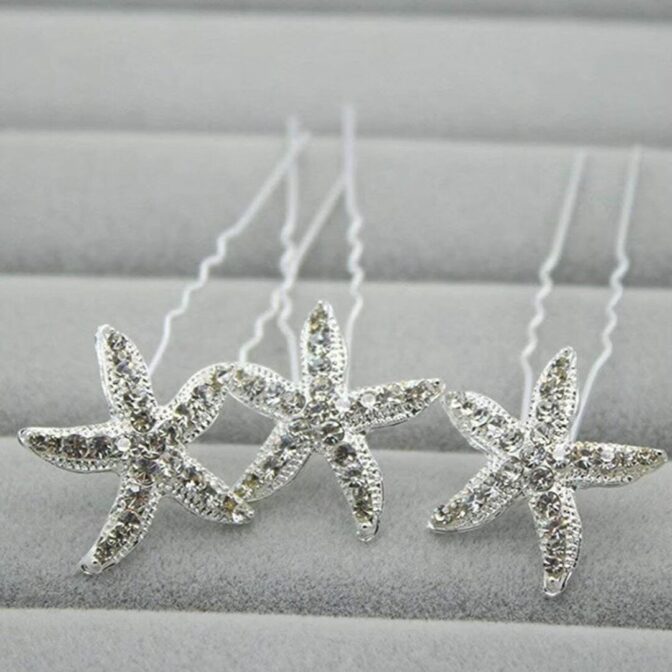 ヘアクリップ　ヘアピン　ヒトデピン　ストーン