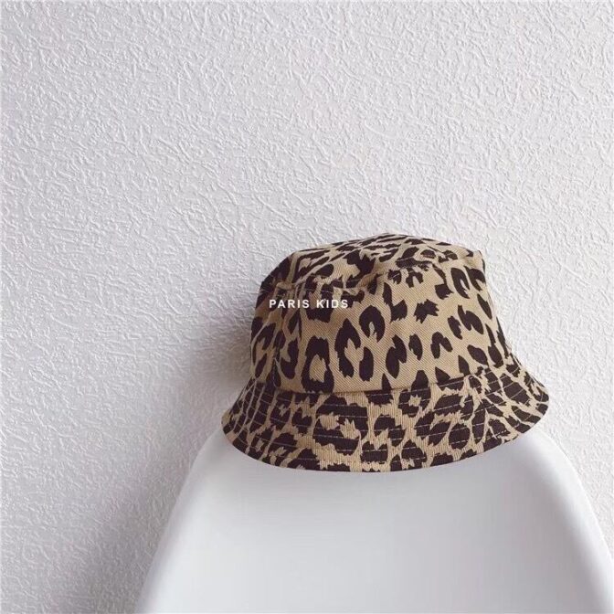 アニマルバケハ　キッズ帽子　ブラウン　レオパード柄　ヒョウ柄　防止　子供用