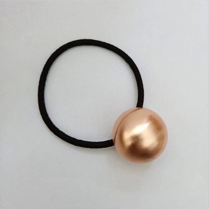 ヘアゴム　ボールヘアゴム　ピンクゴールド　メタル