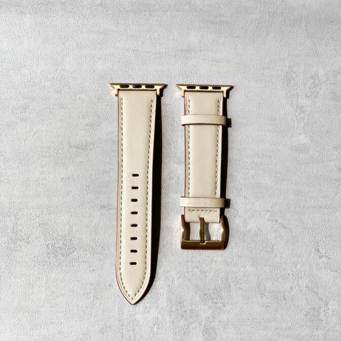 アップルウォッチバンド　ピンクベージュ　アイボリー　革