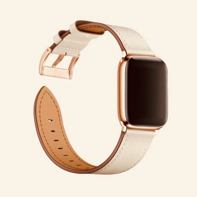 アップルウォッチバンド　ピンクベージュ　アイボリー　革