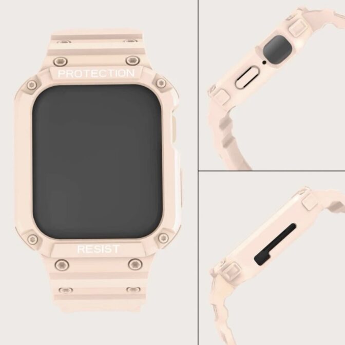 アップルウォッチ　フレームベルト一体型　ベビーピンク　ピンク　カバー　マット　詳細