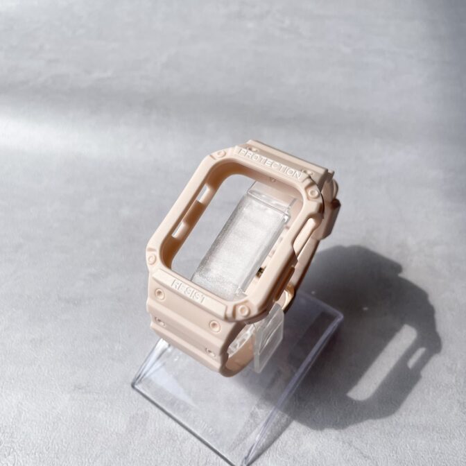 アップルウォッチ　フレームベルト一体型　ベビーピンク　ピンク　カバー　マット