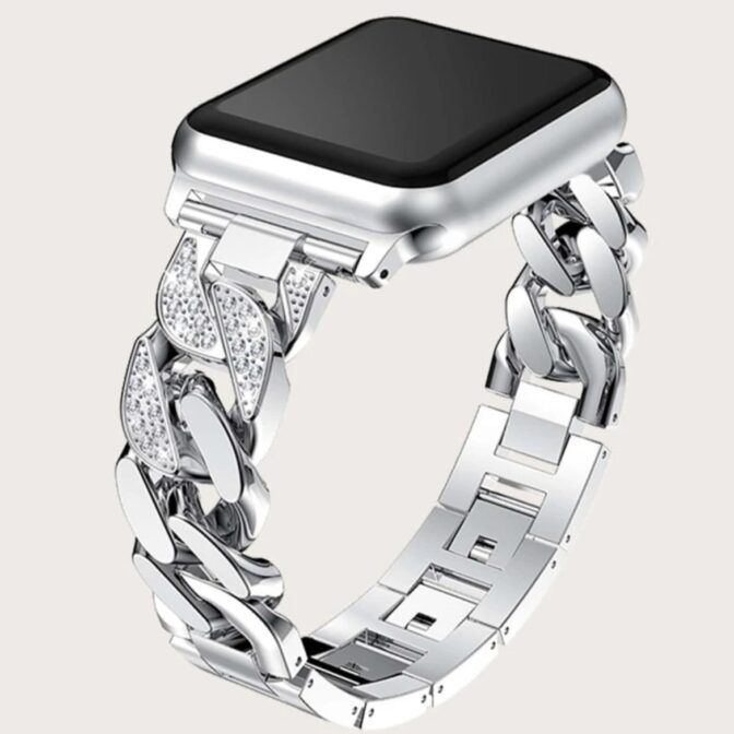 Apple Watch ベルト　アップルウォッチベルト　キラキラ　ステンレス　ストーン　シルバー