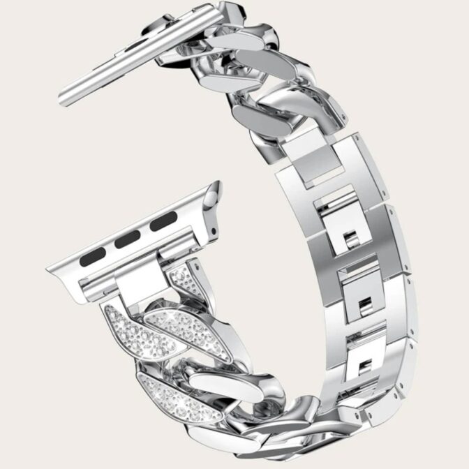 Apple Watch ベルト　アップルウォッチベルト　キラキラ　ステンレス　ストーン　シルバー