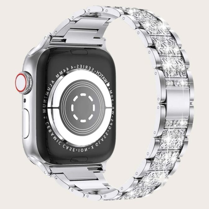 Apple Watch ベルト　アップルウォッチベルト　キラキラ　ステンレス　ストーン　シルバー