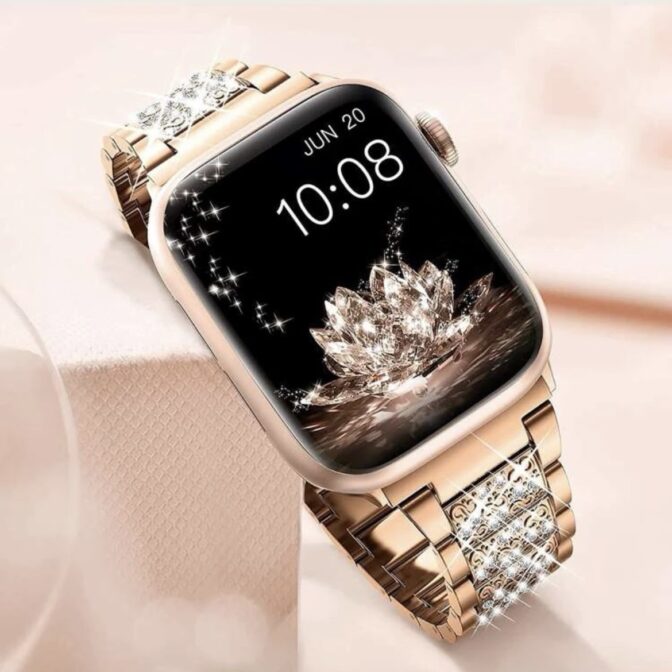 Apple Watch ベルト　アップルウォッチベルト　キラキラ　ステンレス　ストーン　ピンクゴールド