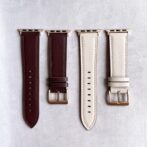 アップルウォッチバンド　ピンクベージュ　アイボリー　ブラウン　茶色　革　写真