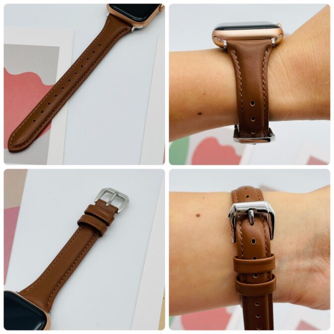アップルウォッチ　バンド　細身　ブラウン