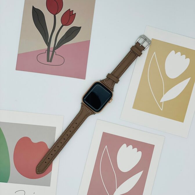 アップルウォッチ　バンド　細身　ココアブラウン