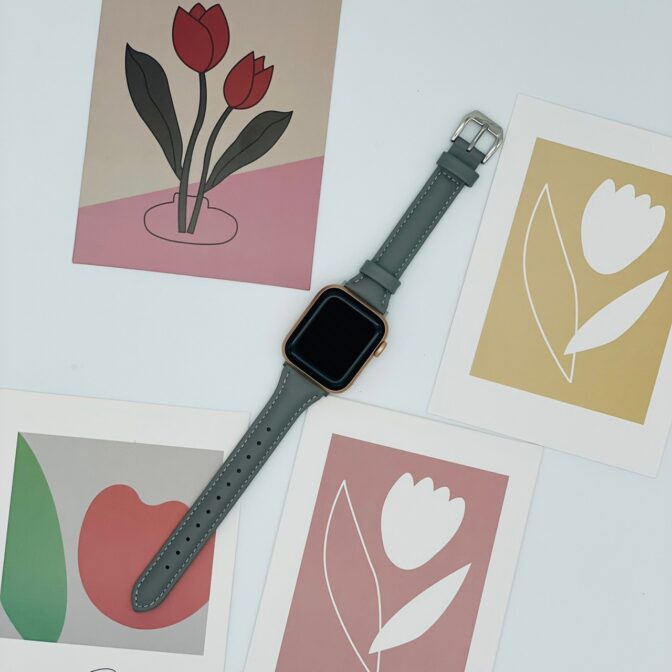 アップルウォッチ　バンド　細身　グレー