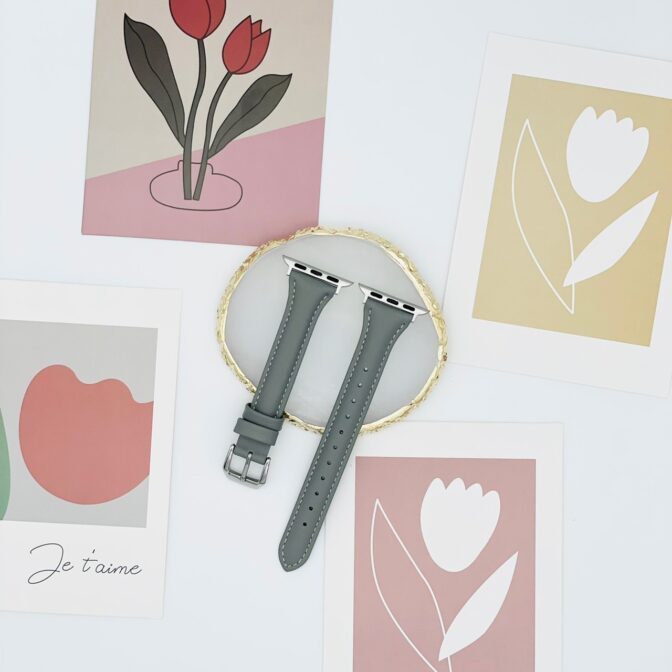 アップルウォッチ　バンド　細身　グレー