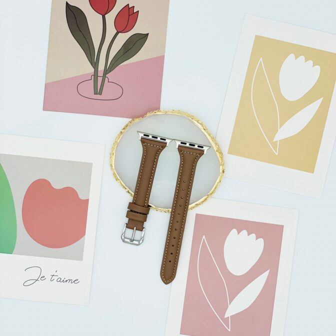 アップルウォッチ　バンド　細身　ココアブラウン