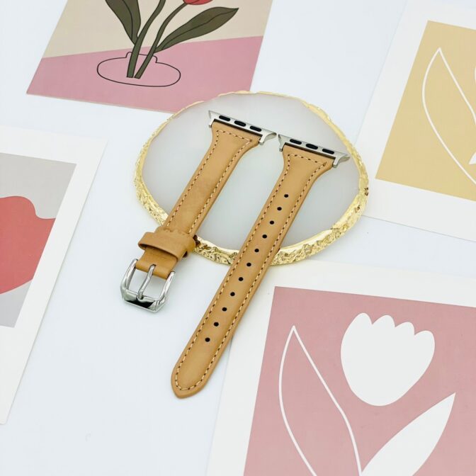 アップルウォッチ　バンド　細身　ナチュラルブラウン