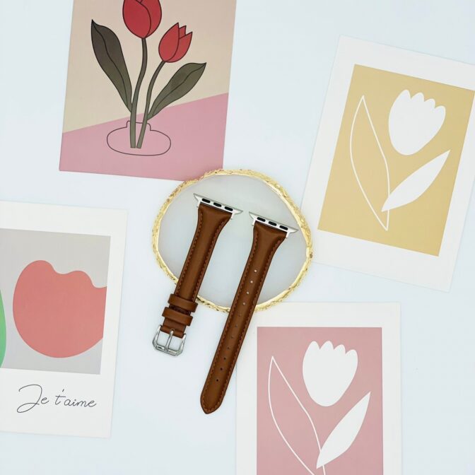 アップルウォッチ　バンド　細身　ブラウン