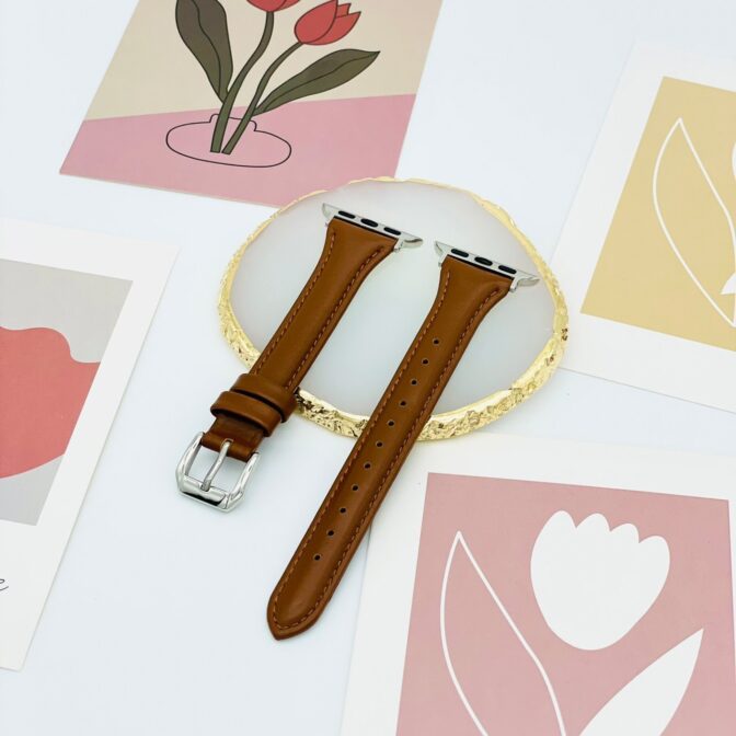 アップルウォッチ　バンド　細身　ブラウン