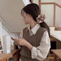 サテンシュシュ フリル ボリューム  簡単まとめ髪  ヘアアクセサリー 韓国　パープル